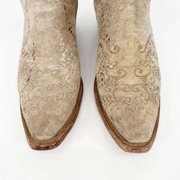 Lucchese Women’s 7 Stone Metallic Python Print Suede Snip Toe Western Boots - Picture 7 of 13